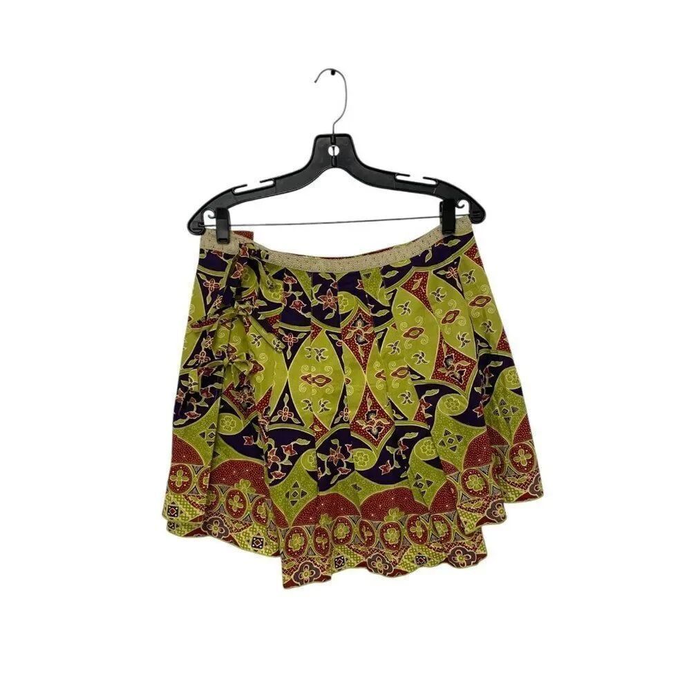 Anna Sui Anthropologie Womens Mini WrapโSkirt Size 12 Multicolor Pleated NWT